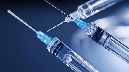 Close Up of Medical Syringes Prepared for Injection