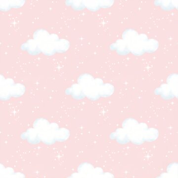 Cute Cloud and Star Seamless Pattern 003