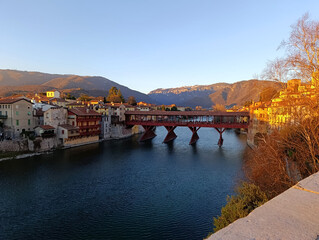 View of the Alpine Bridge in Bassano del Grappa, Italy