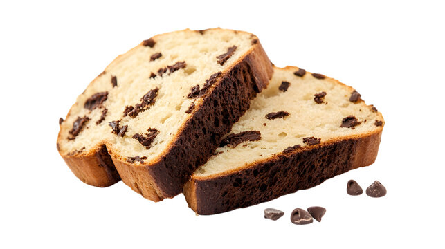 Chocolate Chip Biscotti Cookies Isolated on White Background