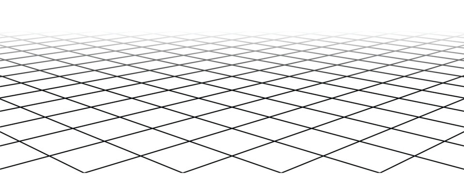 fading diagonal wireframe grid vanishing checkered tile