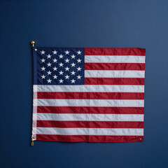 Fototapeta premium American flag on dark blue background symbolizing the 2024 U.S. Presidential Election or July 4th/Memorial Day, featuring a patriotic theme for veterans and national holidays