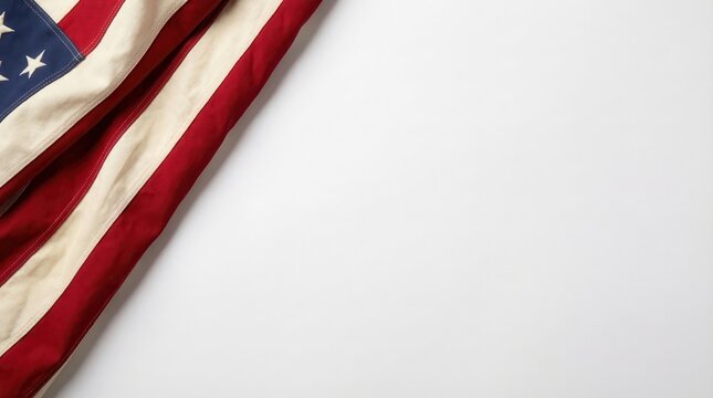 Faded american flag corner on a plain background