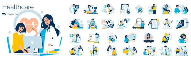 Healthcare Professionals Discussing Patient Care Vector Illustration
