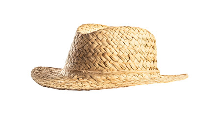 Straw cowboy hat isolated on white background