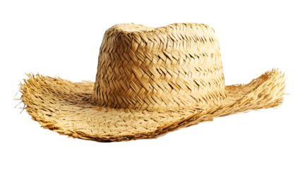 Vibrant straw cowboy hat isolated on white background