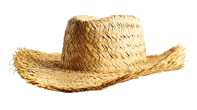Straw cowboy hat, isolated on white background.