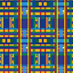 Vibrant Geometric Pattern with Intersecting Lines and Colorful Squares.
