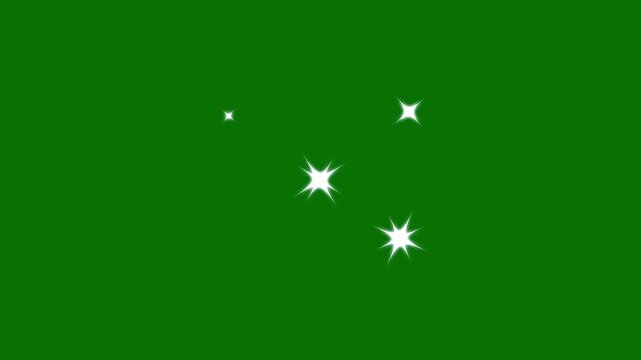 4k twinkle sparkle stars animation with looping twinkling lights, shining night sky stars, particle magic tail, and glitter star dust trail on green screen background