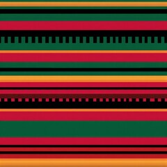 Vibrant Geometric Pattern with Stripes in Red, Green, Black, and Yellow.