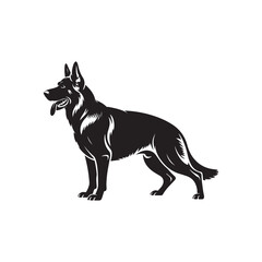 Obraz premium Alert German Shepherd Dog Profile Silhouette with Tongue Out Vector Art