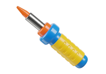 Colorful soldering iron with orange tip on black background