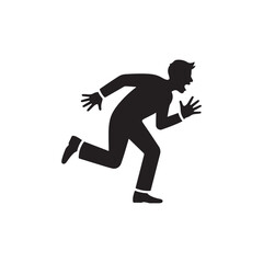 Fototapeta premium Silhouette of a Businessman Running in Fear and Looking Back Vector Concept