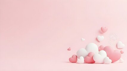 soft pink romantic background with subtle bokeh and minimal heart accents