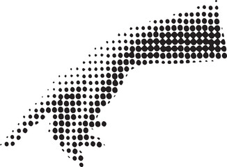 Black dotted halftone illustration of a soaring bird on with gradient effect