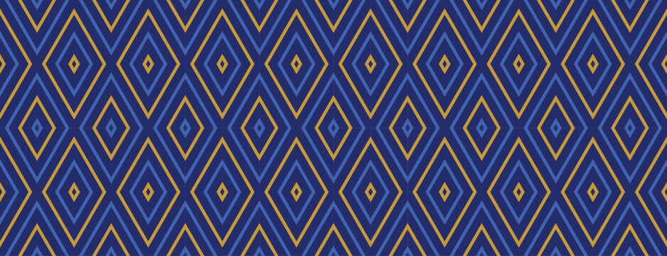 blue yellow seamless argyle pattern dark navy rhombus