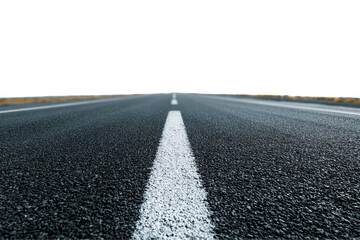 A road with a white line down the middle. The road is empty and the sky is clear, png