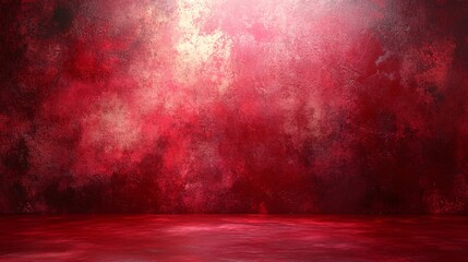 A vibrant red textured background with a chaotic, abstract pattern glows under a bright light source from above, creating a dynamic and intense setting.