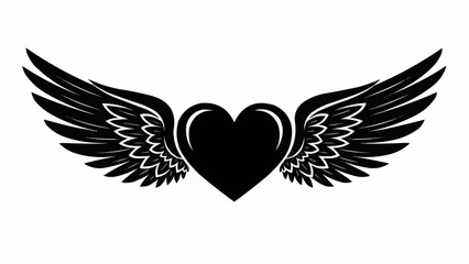 Fototapeta premium Black Heart With Wings Symbol.