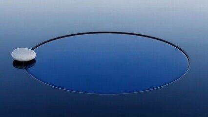 Abstract Blue Gradient Oval Shape with Curve