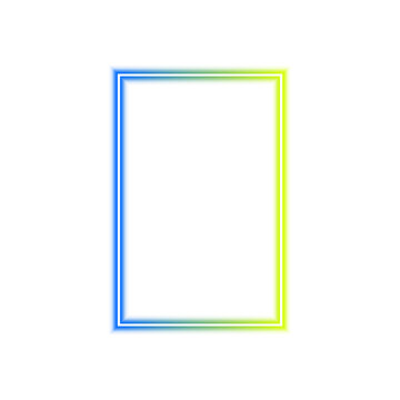 Double neon rectangle frame isolated on transparent background