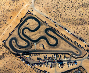 Dirt and Jumps: Aerial View of a Motocross Park