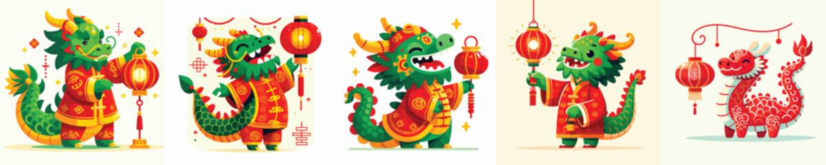 vector character dragon dressed in Chinese New Year