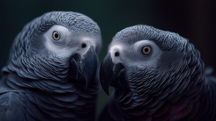 two parrots on a black background