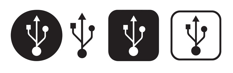 Four Black and White U S B Icon Variations Square Circle Isolated Background Ataullah Akram © msng