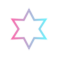 Obraz premium Glowing six-pointed star icon isolated on transparent background