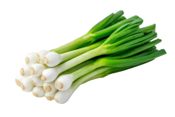 A bunch of green onions are piled on top of each other. The onions are fresh and ready to be used in a meal, png
