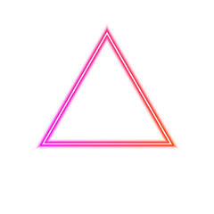 Neon triangle frame isolated on transparent background