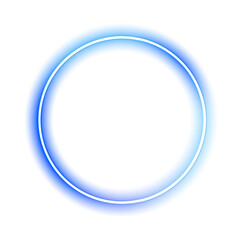Obraz premium Electric LED gradient circle frame with precise round line design. Futuristic borders emit smooth light in PNG. Neon is present once as subtle accent vector.