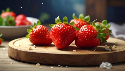 strawberries on a wooden table