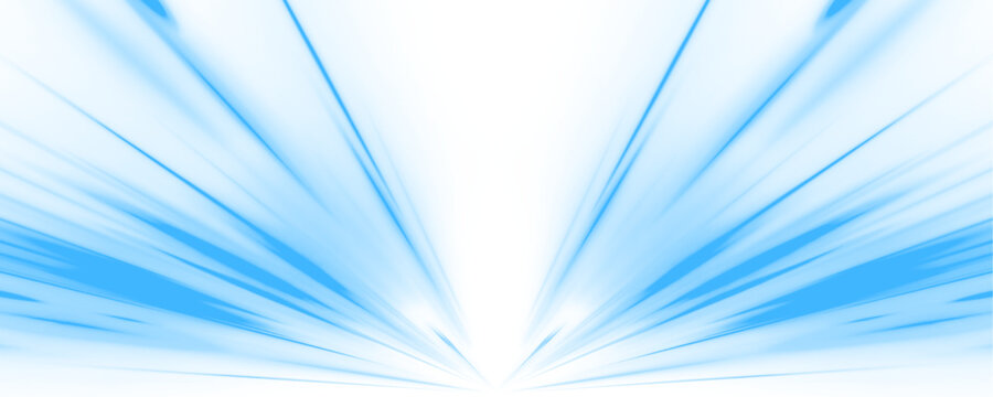 Glowing blue neon laser streaks move across city highways. Light wave trails, motion swirls, and energy lines show dynamic speed and traffic flow. Vector illustration PNG.