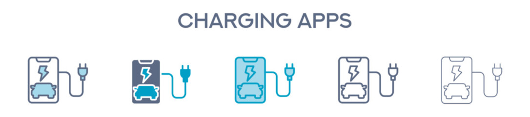 Obraz premium Charging Apps Element For Design Graphic - Multi Styles. Vector Illustration Of Two Colored And Black. Multiple Icons Designs Can Be Used For Mobile, Ui, Web 