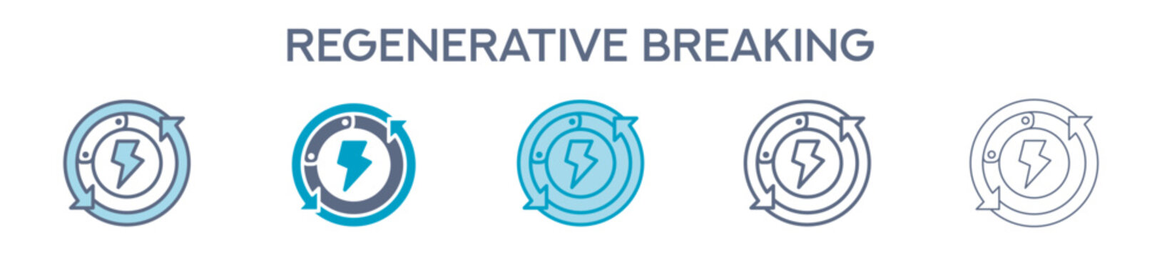 Regenerative Braking Element For Design Graphic - Multi Styles. Vector Illustration Of Two Colored And Black. Multiple Icons Designs Can Be Used For Mobile, Ui, Web 
