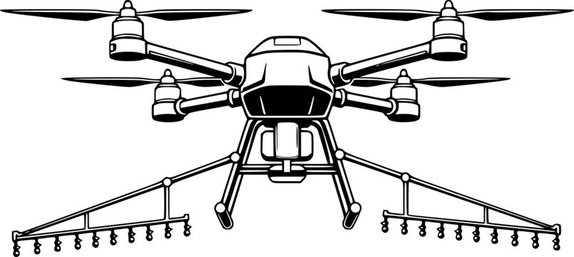Agriculture Drone. Agricultural Spraying Drone Vector Illustration for Smart Farming Technology