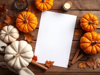 Autumn-themed note paper mockup