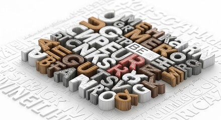 Abstract Typography - A Colorful Jumble of Letters and Words.