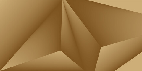 Golden light pale brown orange yellow peach beige abstract background. Geometric pattern shape. Line triangle polygon angle fold. Color gradient. Shadow. Matte. 3d effect. Rough grain grungy. Design.