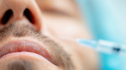 Man receiving facial treatment in clinic during daytime session