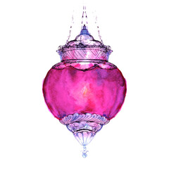 Watercolor vector illustration of Ramadan lantern with soft colorful shades,