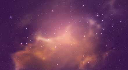 Dreamy Purple Pink Orange Galaxy Space Background with Glowing Stars and Nebula Clouds
