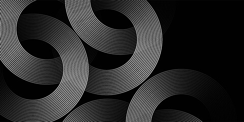 White geometric abstract background overlap layer on bright space with lines effect decoration. Modern graphic design element circles style concept for banner.