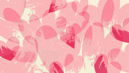 Horizontal Background With Hand Drawn Textured Hearts. Vector design for banners, greeting cards, happy Valentine's Day, social media