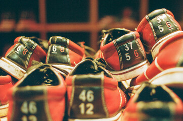 Pile of bowling shoes