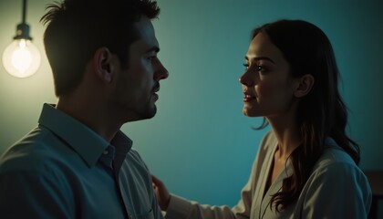 The couple communicates, sincere deep dialogue, relationship difficulties concept