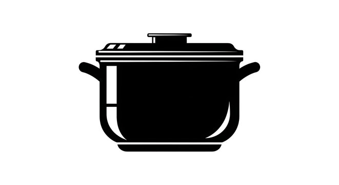 A black silhouette of a pot with a lid on a white background