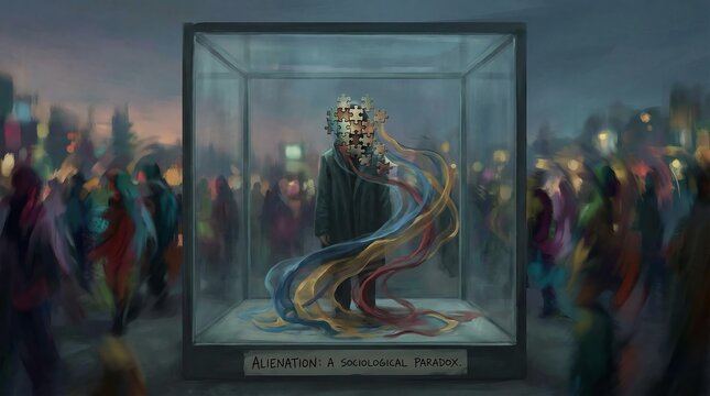 Alienation Paradox In Sociology Depicting Isolation In Modern Crowd